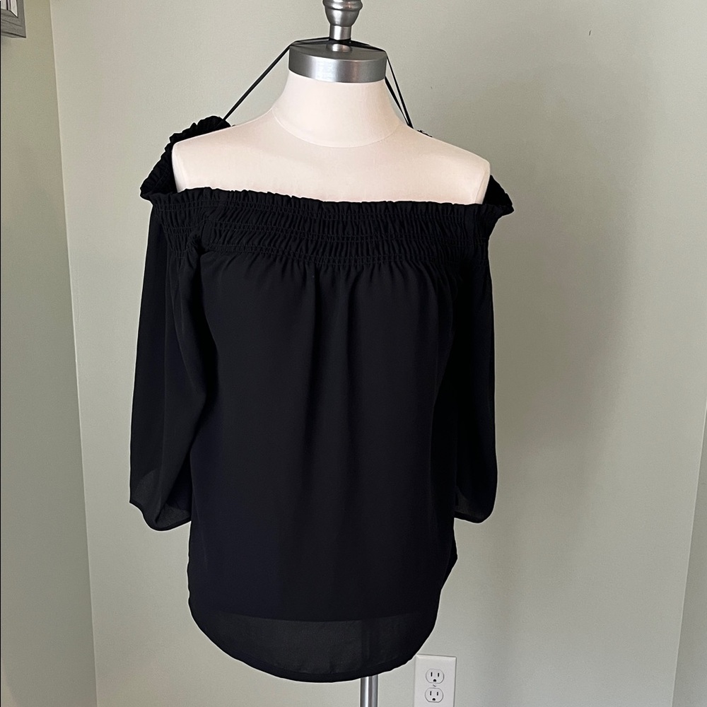 LOFT Elegant Black Off-Shoulder Blouse